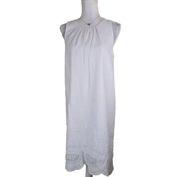NEXT ~Woman Size 8(US) 12(UK)~ White Linen Mix Tunic Enbroidered Lined Dress - Picture 1 of 9